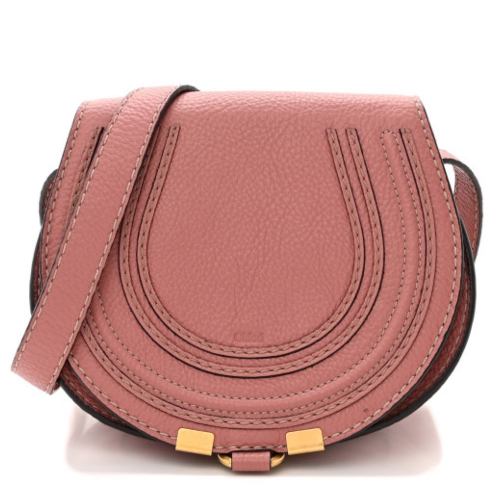 CHLOE Calfskin Mini Marcie Round Crossbody Bag 
Color: Rusty Pink